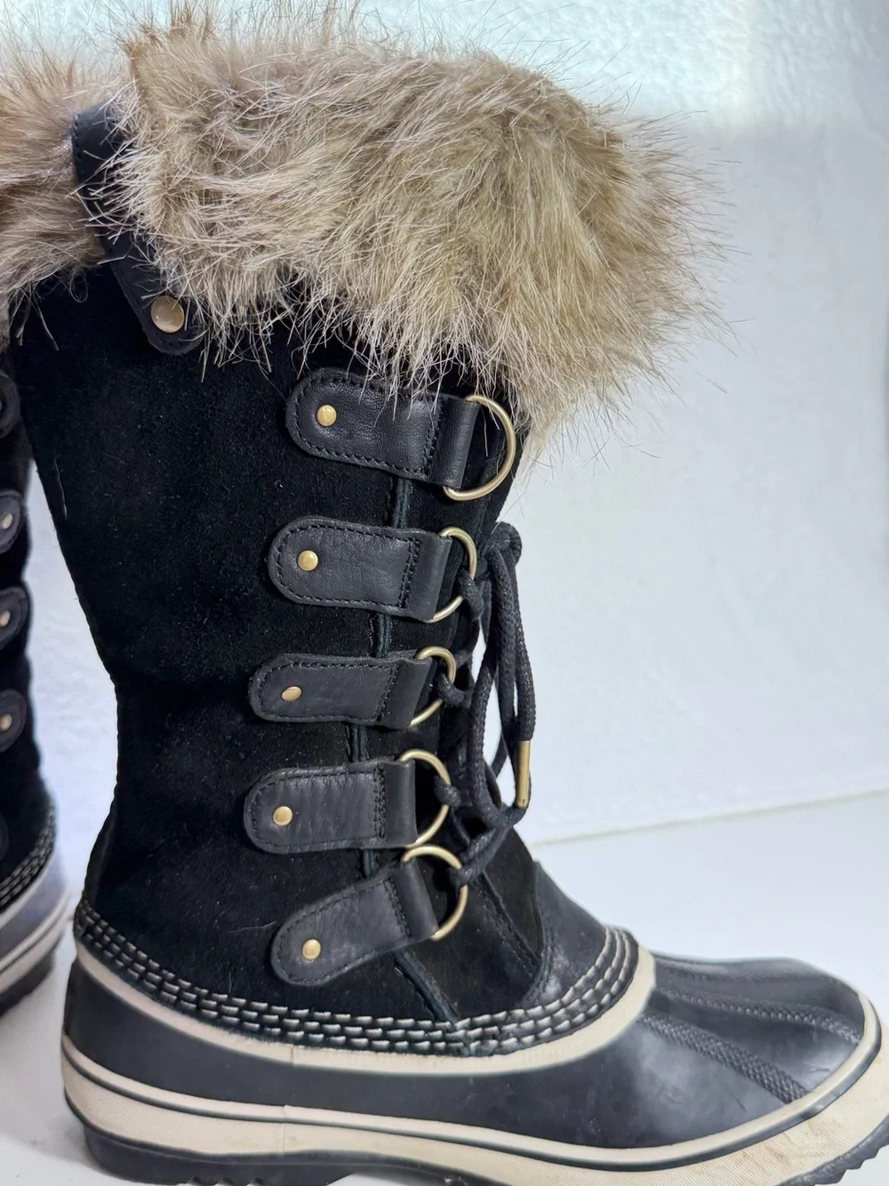Sorel Joan of Arctic Waterproof Suede Snow Boots Black Womens Size 10 Winter